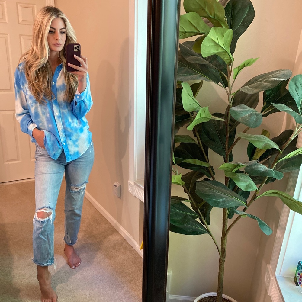 Tie-dye cotton button down